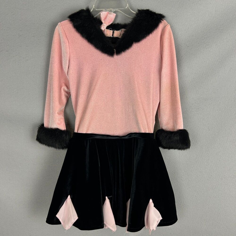Mara Musical Theater Dance Set Adult Medium Pink Black Faux Fur Skirt Costume